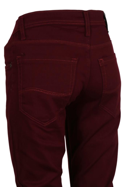 Erkek Bordo Renk Keten Pantolon Dar Kesim Likralı rar00888