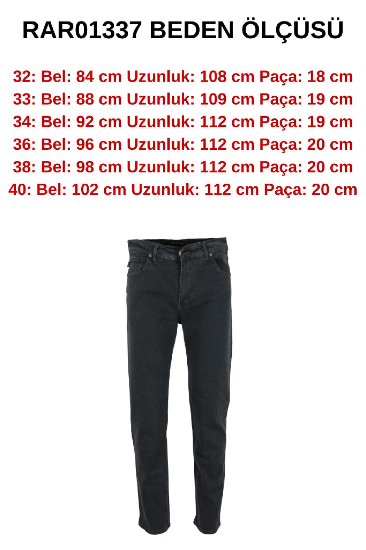 Erkek Füme Kot Pantolon Regular Likralı RAR01337 Erkek Füme Kot Pantolon Regular Likralı RAR01337