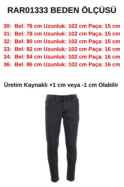 Erkek Gri Kot Pantolon Dar Kesim Likralı RAR01333