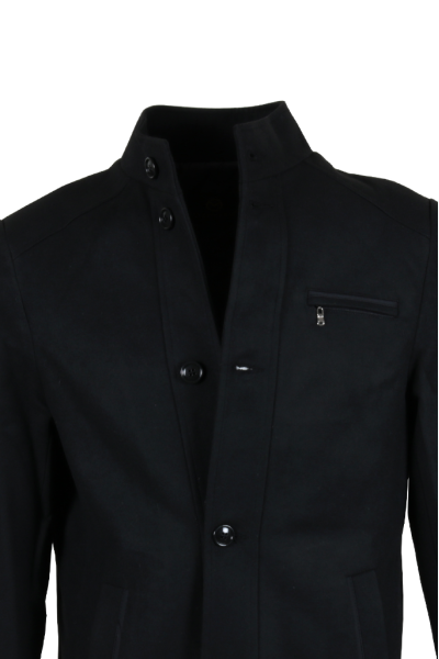 Erkek Hakim Yaka Reguler Fit Siyah Kaşe Kaban RAR01269 Erkek Hakim Yaka Reguler Fit Siyah Kaşe Kaban RAR01269