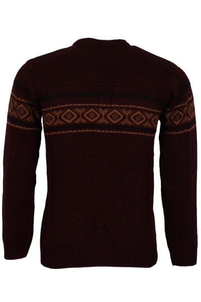 Erkek Kazak Sıfır Yaka Reguler Fit Bordo RAR01113