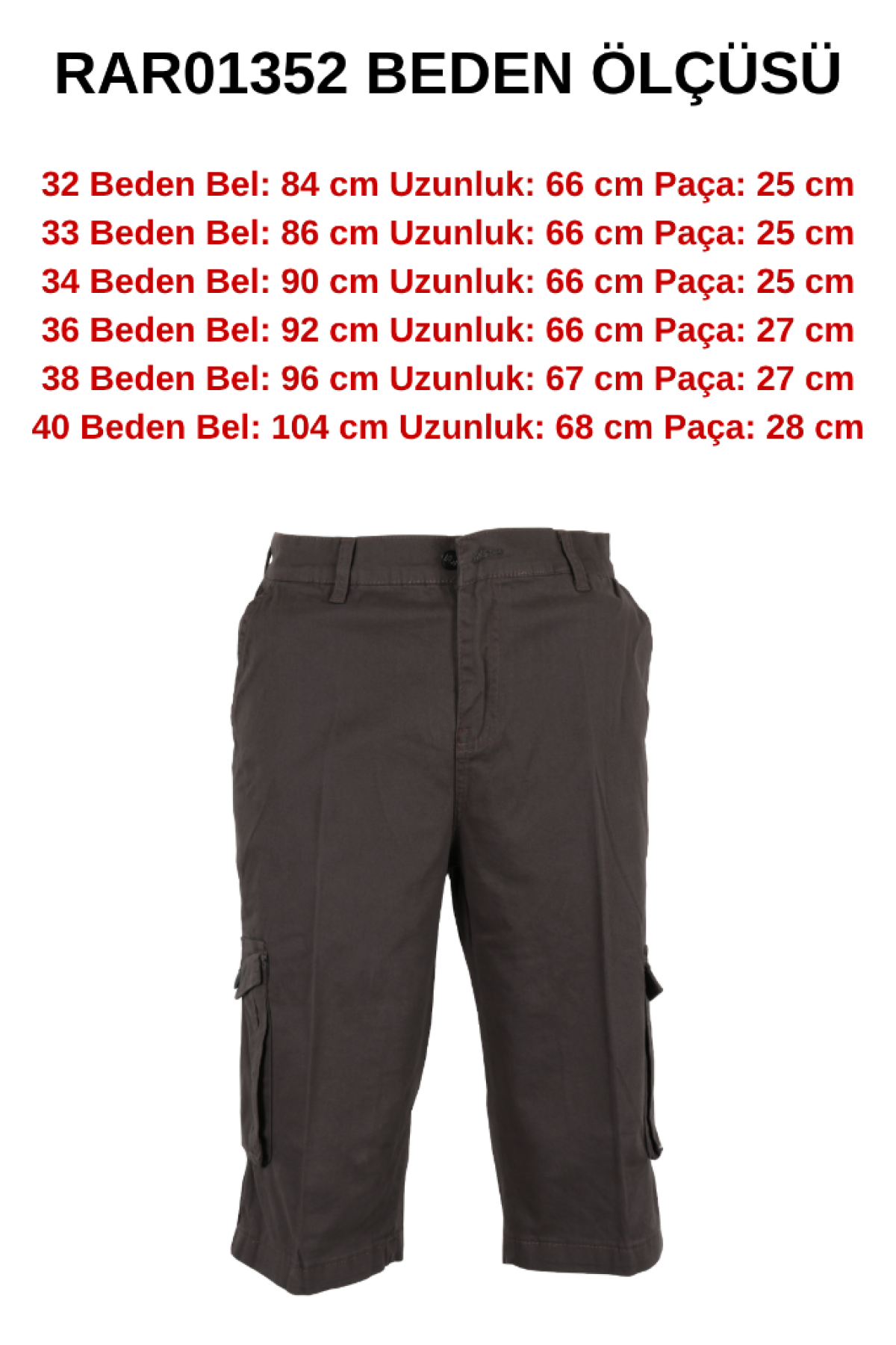 Erkek Keten Kapri Kargo Cep Bermuda Regular RAR01352 Erkek Keten Kapri Kargo Cep Bermuda Regular RAR01352