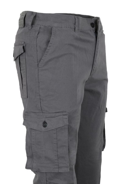 Erkek Gri Keten Kargo Pantolon RAR01441