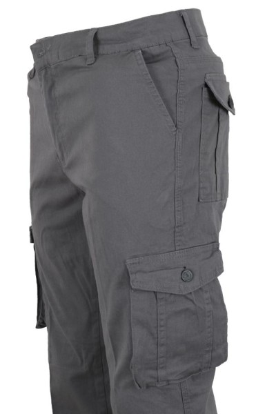 Erkek Gri Keten Kargo Pantolon RAR01441