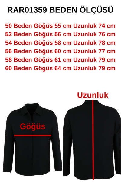 Erkek Siyah Renk Kaşe Mont Normal Kesim RAR01359