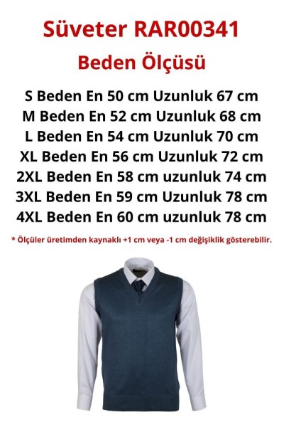 Erkek Klasik Kesim Yünlü V Yaka Süveter RAR00341