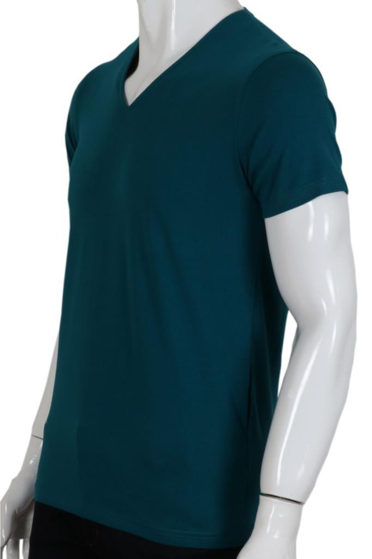 Erkek Tişört Dar Kesim V Yaka RAR00619 Petrol Rengi T-Shirt Erkek Tişört Dar Kesim V Yaka RAR00619 Petrol Rengi T-Shirt