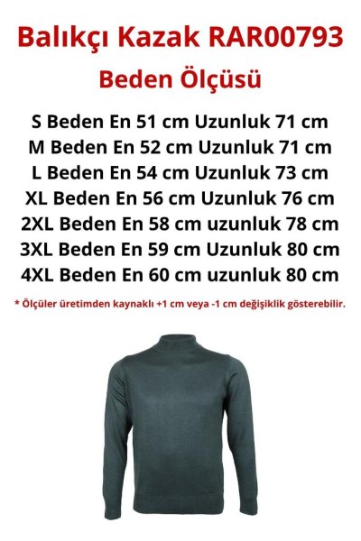 Erkek Yeşil Yarım Balıkçı Yünlü Kazak RAR00793 Erkek Yeşil Yarım Balıkçı Yünlü Kazak RAR00793