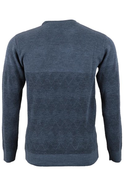 Erkek Yünlü Kazak Regular Fit İndigo Renk RAR01383