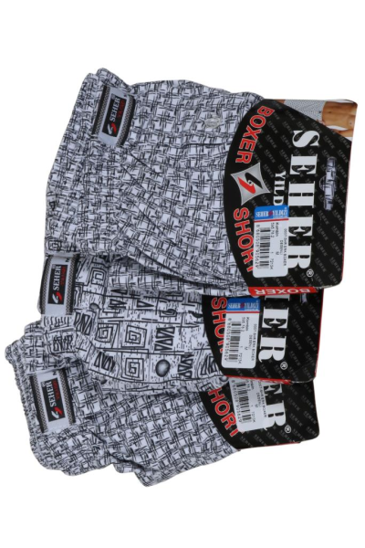 Seher Erkek Boxer 3' Lü Paket Desenli Pamuklu Penye RAR00830